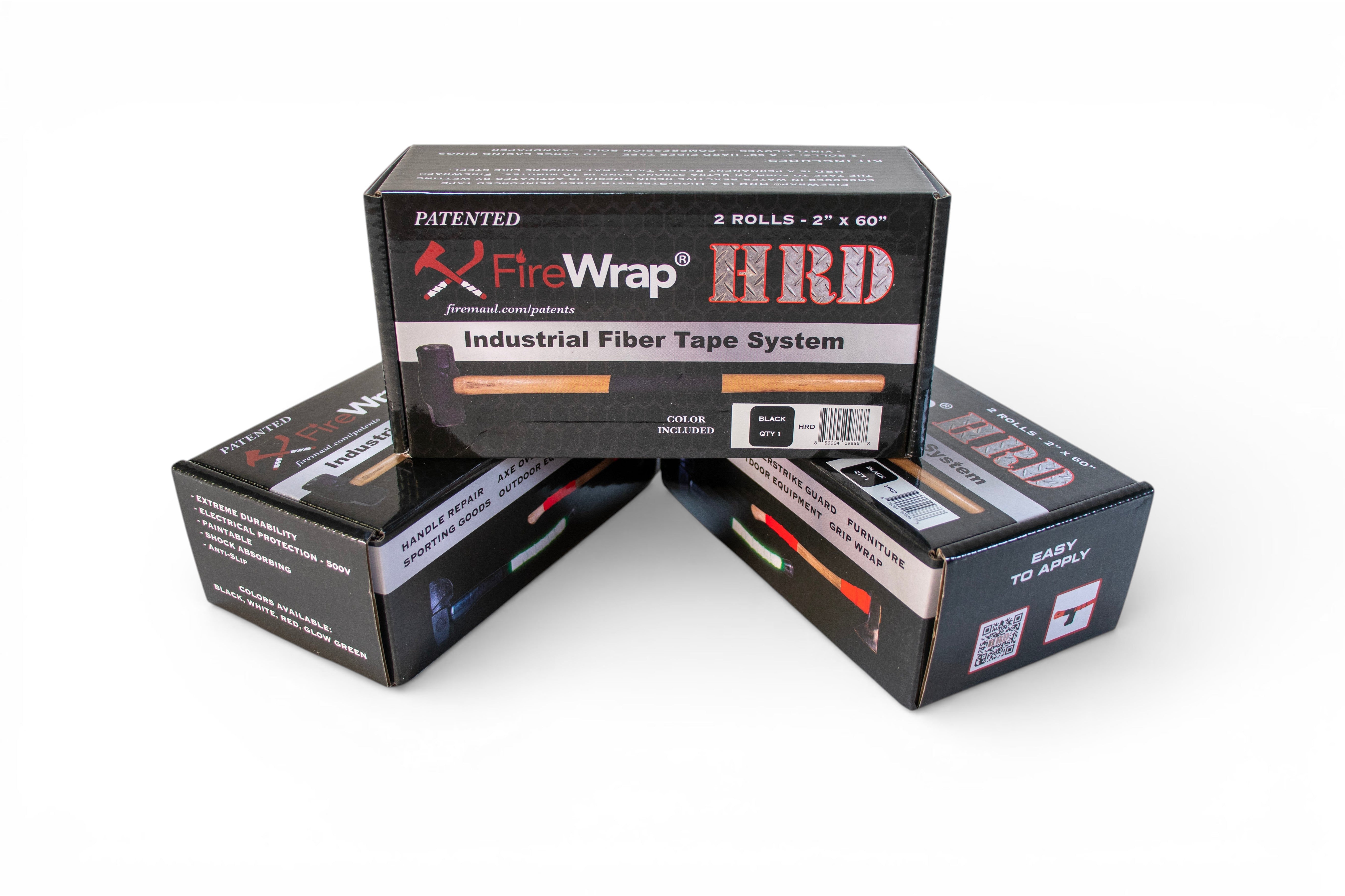 Fire Maul Tools FireWrap HRD industrial fiber tape system kit for handle repair, axe overstrike guard, grip wrap, furniture, sporting goods, and outdoor equipment.