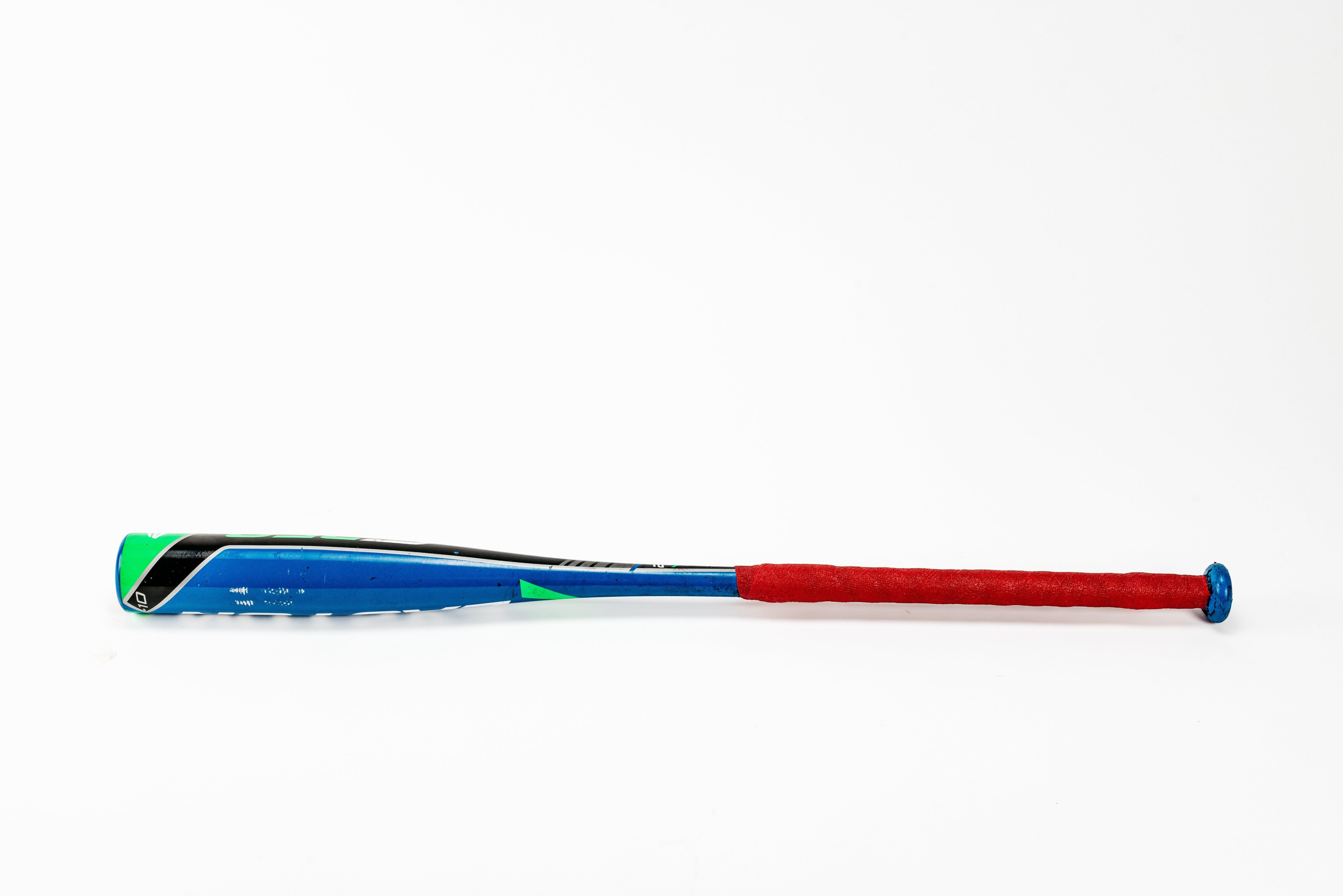 Fire Maul Tools FireWrap SFT baseball bat with blue and green design and red grip tape.