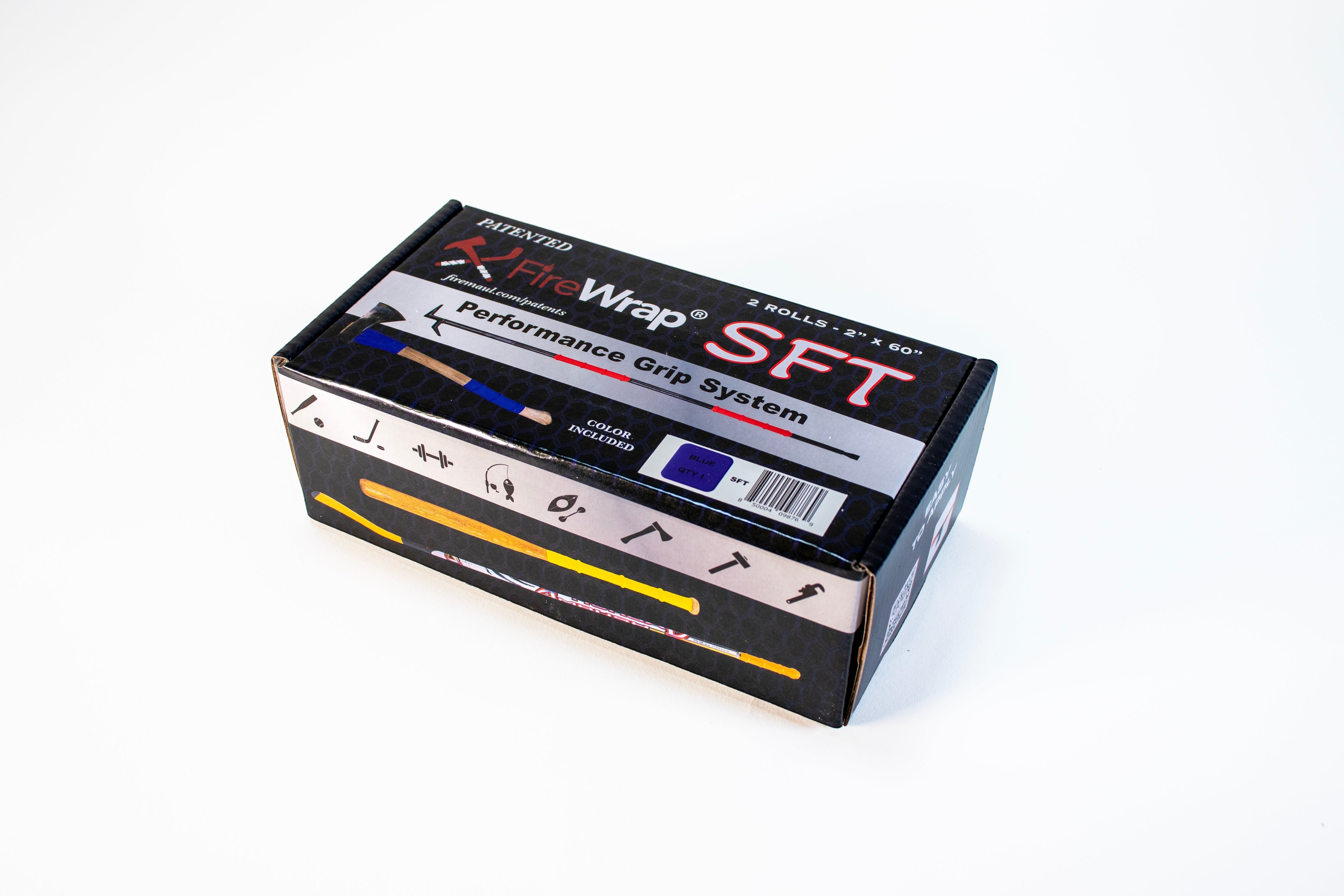 Fire Maul Tools FireWrap SFT performance grip system box with blue and yellow accents. Includes Fiber Tape.