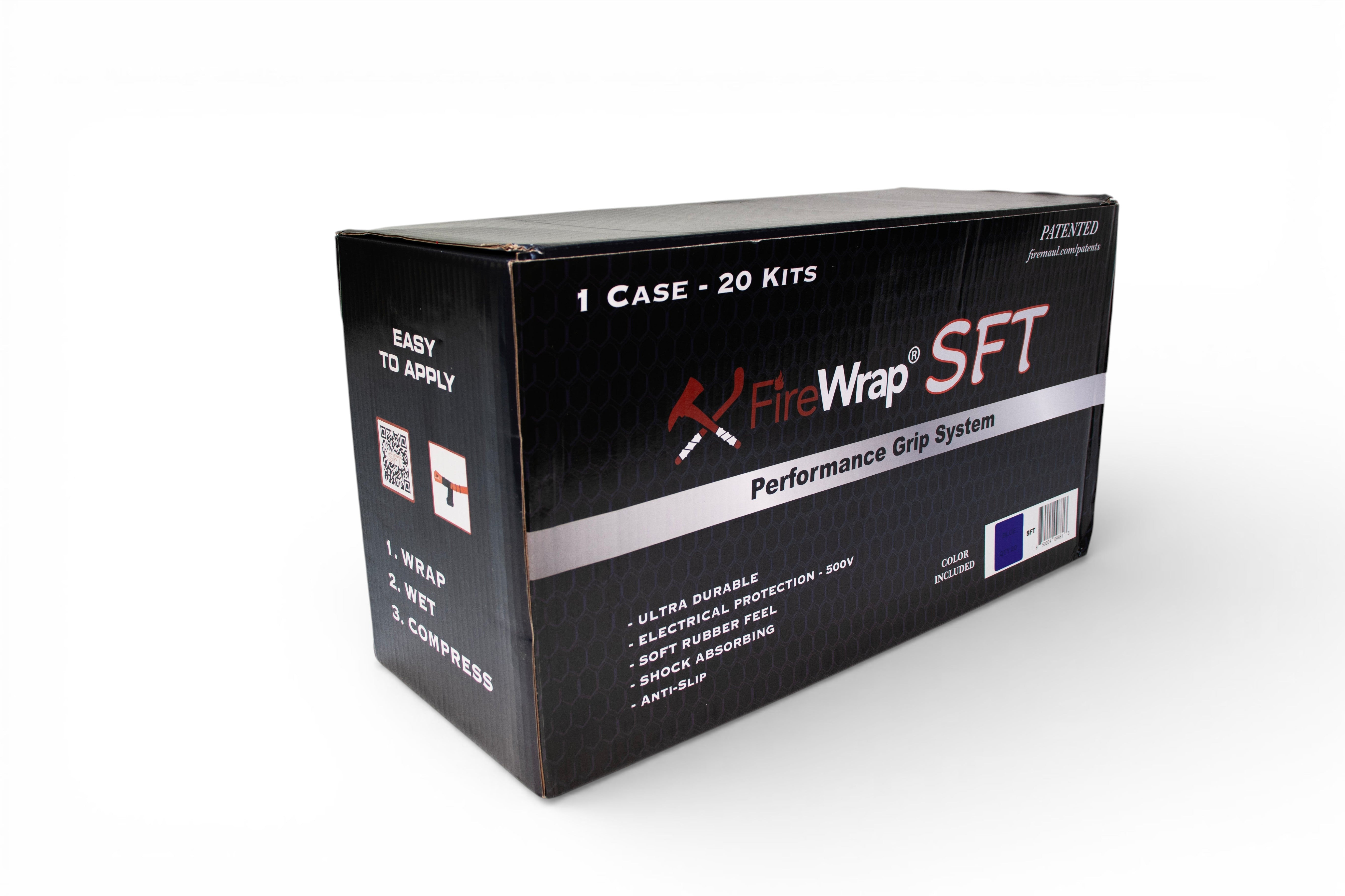 Fire Maul Tools FireWrap SFT performance grip system box, includes fiber tape and lacing rings. Blue color.